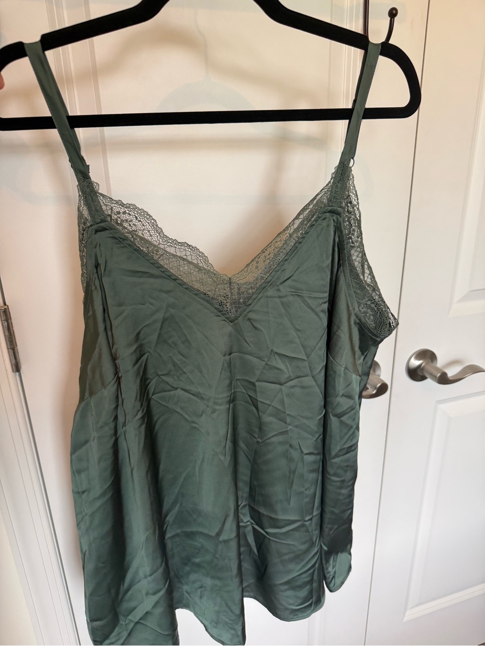 torrid Olive Green Lace-Trim Satin Cami